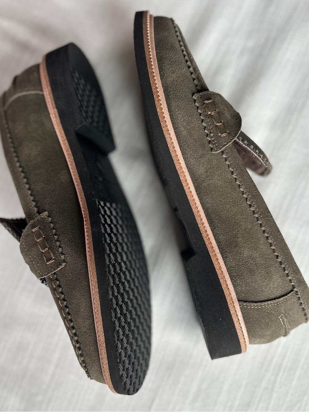 Donald Pliner Olive Green Suede Horsebit Loafers | 9.5 - Picture 3 of 8